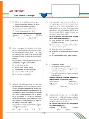 AYT TÜRK DİLİ VE EDEBİYATI YAPRAK TEST